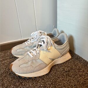 New Balance Gray and Cream 327 Sneakers